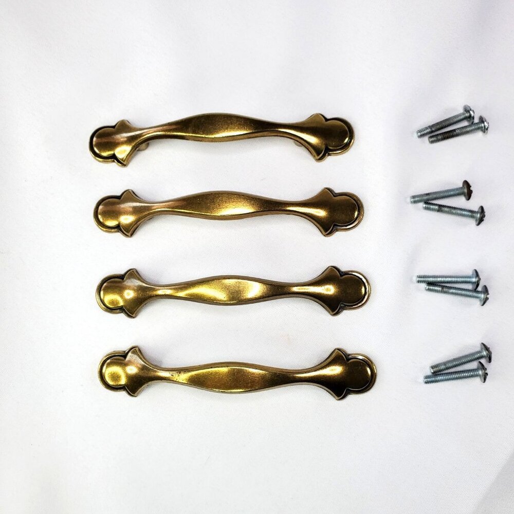 VTG Amerock Brass Ornate Cabinet Handle Drawer Pull Rustic Finishes Regency - Picture 2 of 8